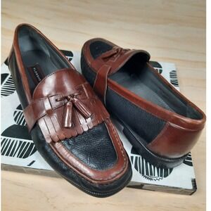 Florsheim Mens 10.5 Tassel Kiltie Loafers Two Tone Black Brown Leather
